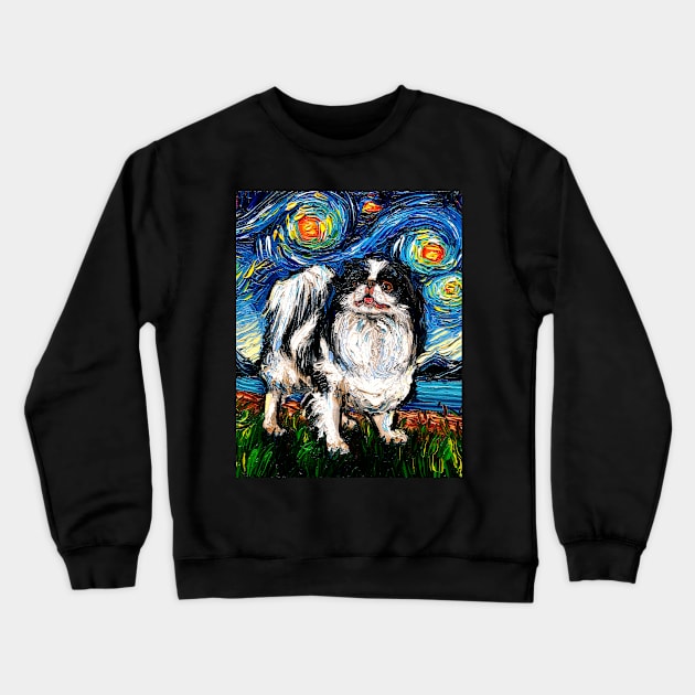 Japanese Chin Night Crewneck Sweatshirt by sagittariusgallery